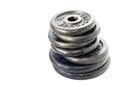 Dumbbell weights stacked