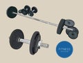 Dumbbells barbells and weight fitness , sketch vector.