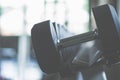 Dumbbells in the gym at sports club for exercise and Bodybuilding Royalty Free Stock Photo