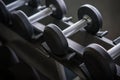 Dumbbells in the gym at sports club for exercise and Bodybuilding Royalty Free Stock Photo