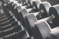 Dumbbells in the gym at sports club for exercise and Bodybuilding Royalty Free Stock Photo