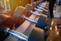 dumbbells in the gym at sports club for exercise and Bodybuilding Royalty Free Stock Photo