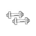 dumbbells. hand drawn doodle icon. vector, scandinavian, nordic, minimalism, monochrome. sports equipment, muscle Royalty Free Stock Photo
