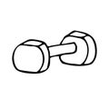 Dumbbells hand drawn vector doodle illustration. Cartoon Dumbbells. Sports Equipment. Isolated on white background. Hand