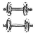 Dumbbells, icon cartoon hand drawn vector illustration sketch