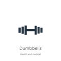 Dumbbells icon vector. Trendy flat dumbbells icon from health collection isolated on white background. Vector illustration can be Royalty Free Stock Photo