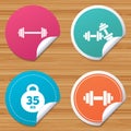 Dumbbells icons. Fitness sport symbols. Royalty Free Stock Photo
