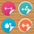 Dumbbells icons. Fitness sport symbols. Royalty Free Stock Photo