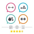 Dumbbells icons. Fitness sport symbols. Royalty Free Stock Photo