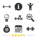 Dumbbells icons. Fitness sport symbols.