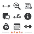 Dumbbells icons. Fitness sport symbols.