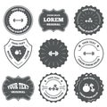 Dumbbells icons. Fitness sport symbols