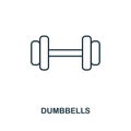 Dumbbells outline icon. Simple element illustration. Dumbbells icon in outline style design from sport equipment collection. Perfe