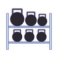 Dumbbells rack icon, flat design Royalty Free Stock Photo