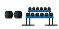 Dumbbells rack illustration. Weight lifting zone equipment vector drawing. Fitness club, bodybuilding gym. Barbells set Royalty Free Stock Photo