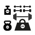 Dumbbells silhouette, monochrome isolated on a light background. Set of weights. vector elements for your design. Royalty Free Stock Photo