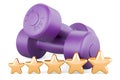 Dumbbells for Strength Training with five golden stars. 3D rendering