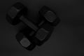 Dumbbells or weights for exercise on a black background