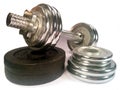 Dumbell with discs Royalty Free Stock Photo