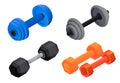 Dumbell icons set, isometric style