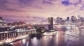 Dumbo and the Brooklyn Bridge at night, NYC. Royalty Free Stock Photo