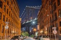 Dumbo Brooklyn Manhattan Bridge Stonehenge, Night Time Royalty Free Stock Photo