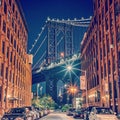 Dumbo Brooklyn Manhattan Bridge Stonehenge, Night Royalty Free Stock Photo