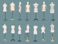 Dummies collection. Tailor models template for fashion dresses recent vector dummies set isolated