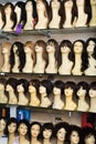 Dummies heads with hair style in shop