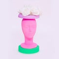 Dummy fashion flowers girl. Spring, bloom, summer seasons concept. Minimal design Royalty Free Stock Photo