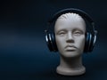 Dummy mannequin head with over ear headphones