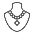 Dummy with necklace line icon, jewellery and accessory, mannequin with jewelry sign, vector graphics, a linear pattern Royalty Free Stock Photo