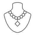 Dummy with necklace thin line icon, jewellery and accessory, mannequin with jewelry sign, vector graphics, a linear