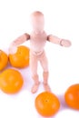 Dummy stands among persimmon