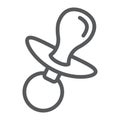 Dummy teat line icon, child and soother, toddler sign, vector graphics, a linear pattern on a white background.