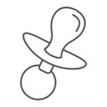 Dummy teat thin line icon, child and soother, toddler sign, vector graphics, a linear pattern on a white background. Royalty Free Stock Photo