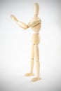 Dummy wooden Action post on vignette white background