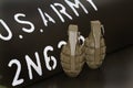 Dummy WW2 hand grenades. Royalty Free Stock Photo