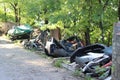 dump of auto parts at auto repair station