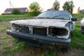 A dump of disassembled cars. Old cars for disassembly and repair. Close-up details of the auto accident field