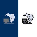 Dump, Environment, Garbage, Pollution  Icons. Flat and Line Filled Icon Set Vector Blue Background Royalty Free Stock Photo