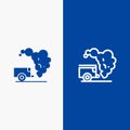 Dump, Environment, Garbage, Pollution Line and Glyph Solid icon Blue banner Line and Glyph Solid icon Blue banner