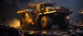 Dump truck in a coal mine at night Royalty Free Stock Photo