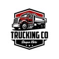 Dump truck company emblem logo vector isolated Royalty Free Stock Photo