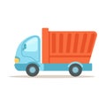 Dump truck, construction machinery equipment colorful cartoon vector Illustration Royalty Free Stock Photo