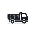 Dump truck flat vector icon, black isolated silhouette Royalty Free Stock Photo