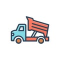 Color illustration icon for Dump Truck, construction and dump