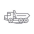 Dump truck icon, linear isolated illustration, thin line vector, web design sign, outline concept symbol with editable Royalty Free Stock Photo