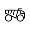 Dump truck line icon isolated on white background. Black flat thin icon on modern outline style. Linear symbol and editable stroke Royalty Free Stock Photo