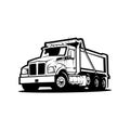 Dump Truck Monochrome Silhouette Vector Icon Isolated Royalty Free Stock Photo